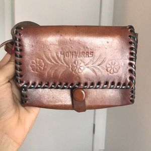 Vintage mini leather crossbody with mirror